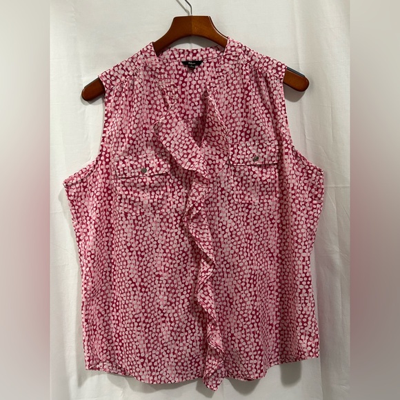 Milano - Sleeveless Pink Patterned Ruffle Blouse - Picture 4 of 11